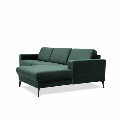 City sofa med chaiselong i grøn stof velour Hjort Knudsen