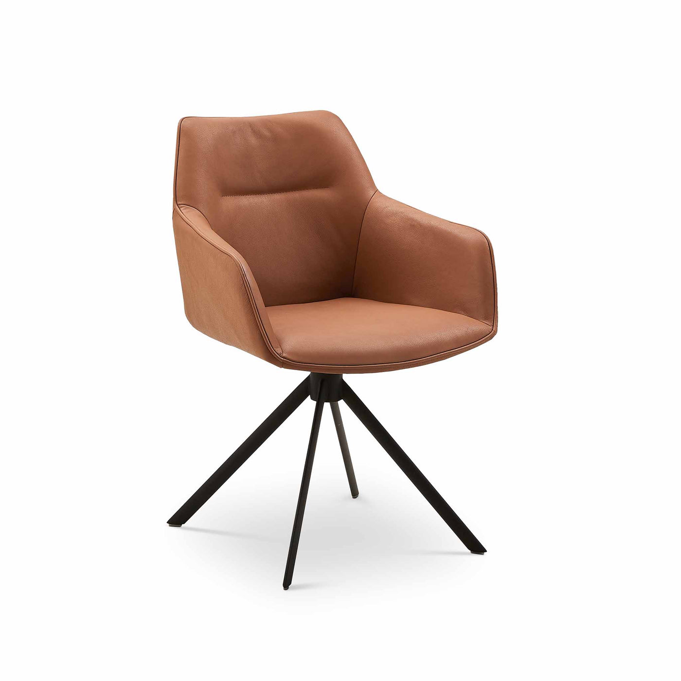 Bestseat spisebordsstol fra Casø Furniture i cognac farvet læder og med sorte metalben