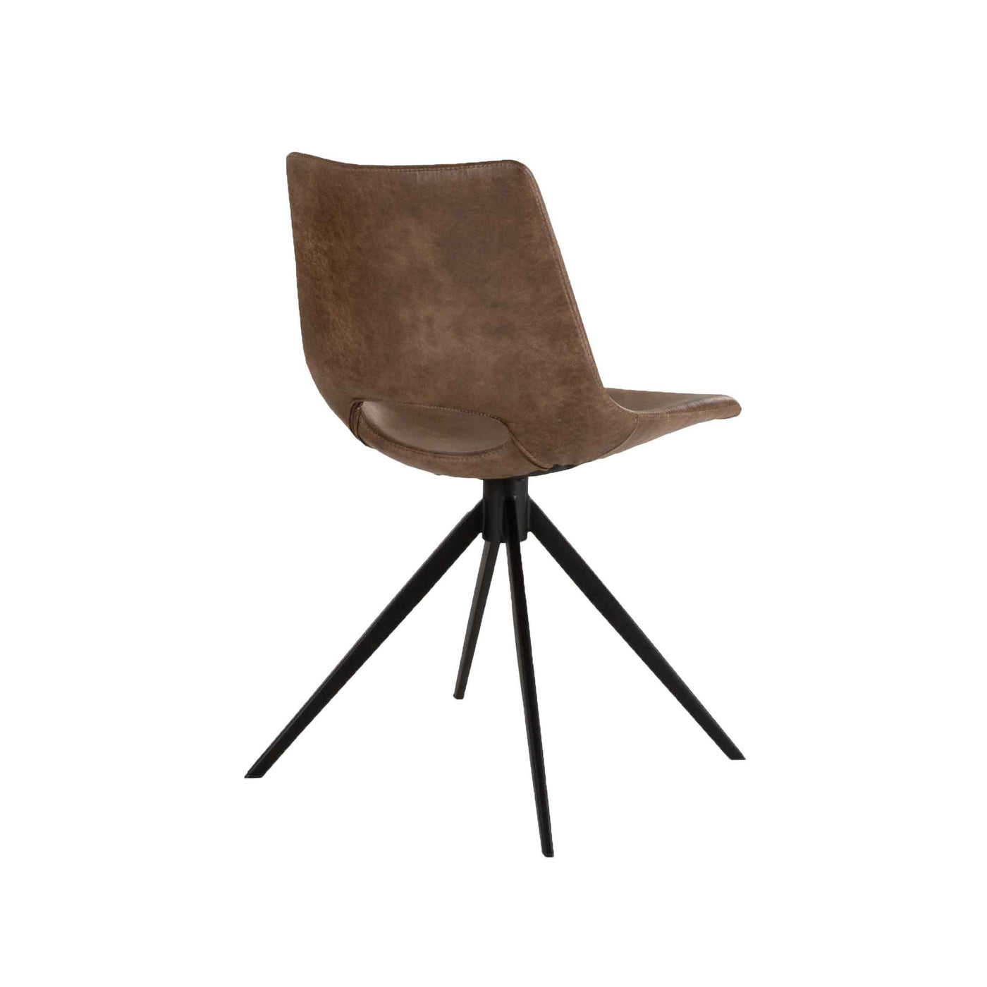 Cayman spisebordsstol i brunt mikrofiber med stålben fra Canett Furniture