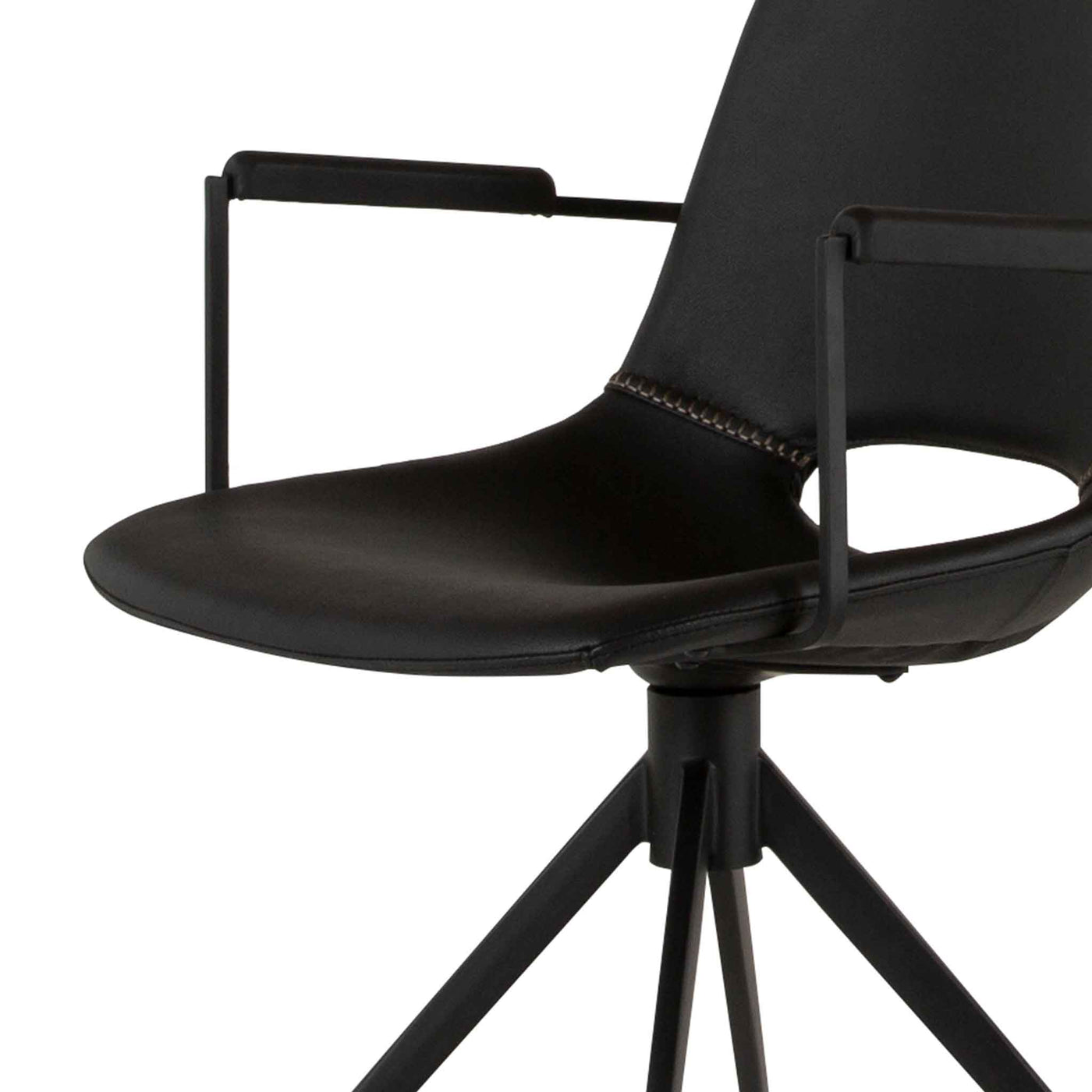 Cayman spisebordsstol i sort læder med stålben fra Canett Furniture