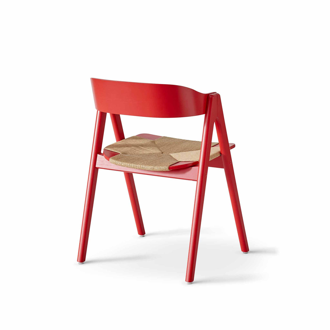 Findahl by Hammel Mette spisebordsstol i rød lakeret bøgetræ med natur flet sæde.