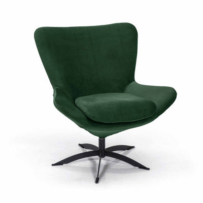 Havanna loungestol i grønt velour stof med ben i sort stål fra Hjort Knudsen