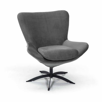 Havanna loungestol i grå velour stof med ben i sort stål fra Hjort Knudsen