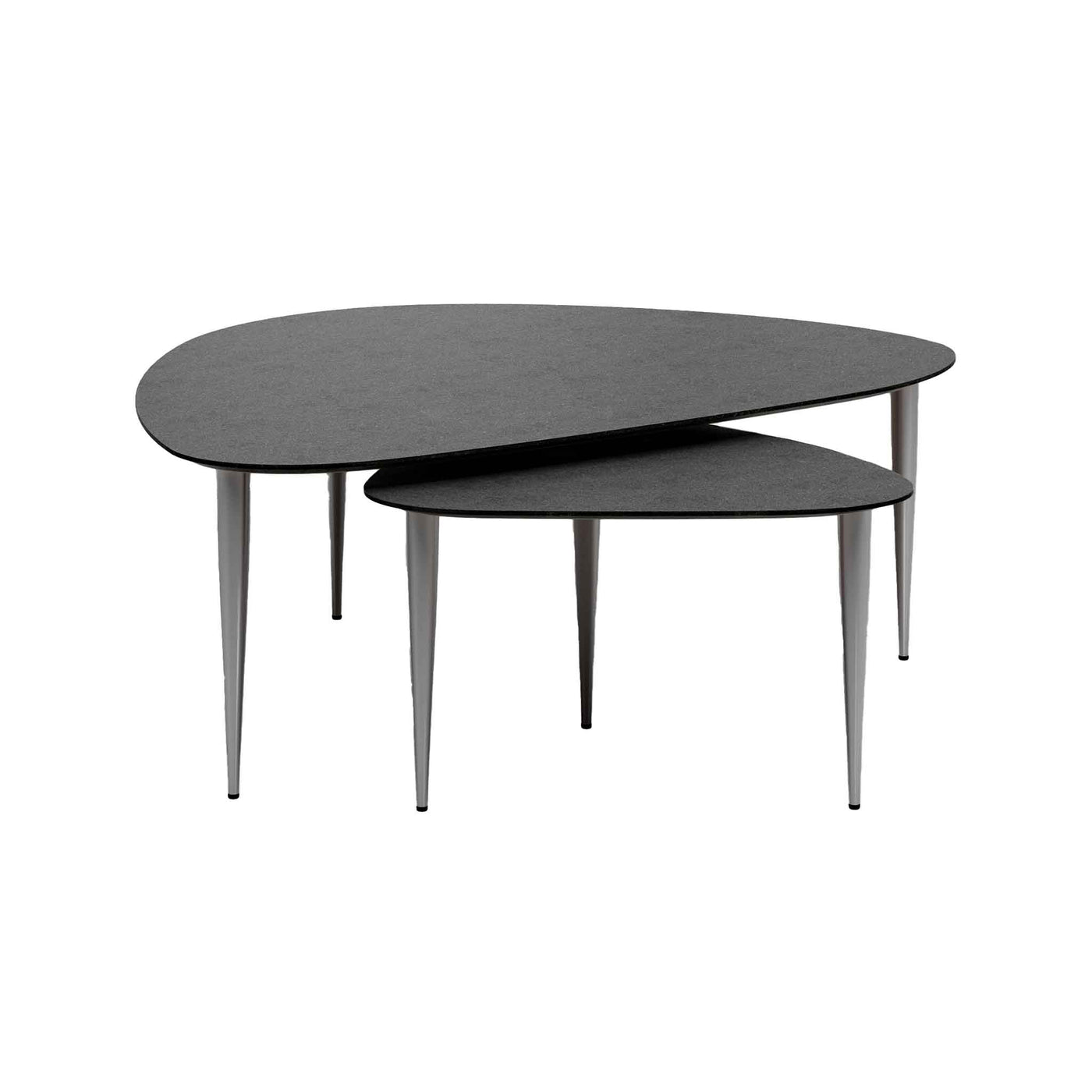 Katrine trekantet sofabordssæt i mørkegrå sten-look fra Thomsen Furniture