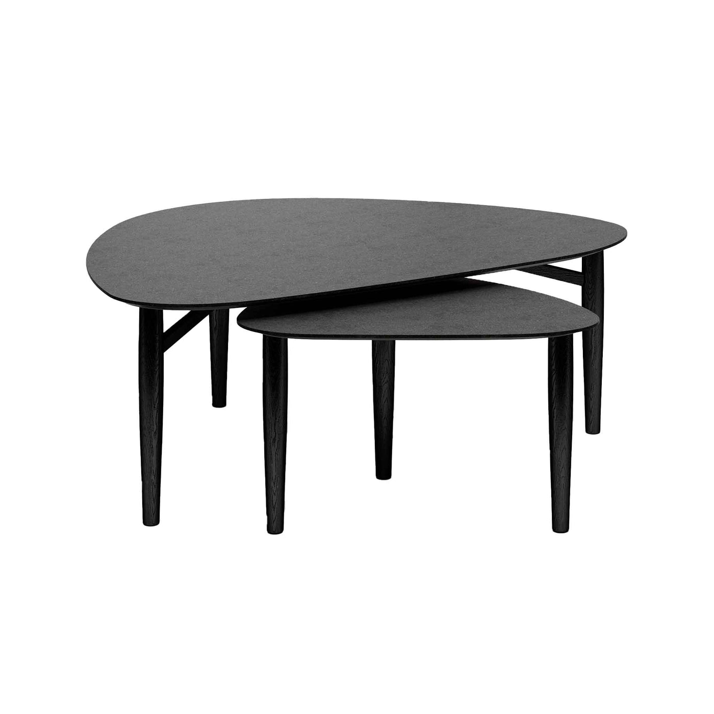 Katrine trekantet sofabordssæt i mørkegrå sten-look fra Thomsen Furniture