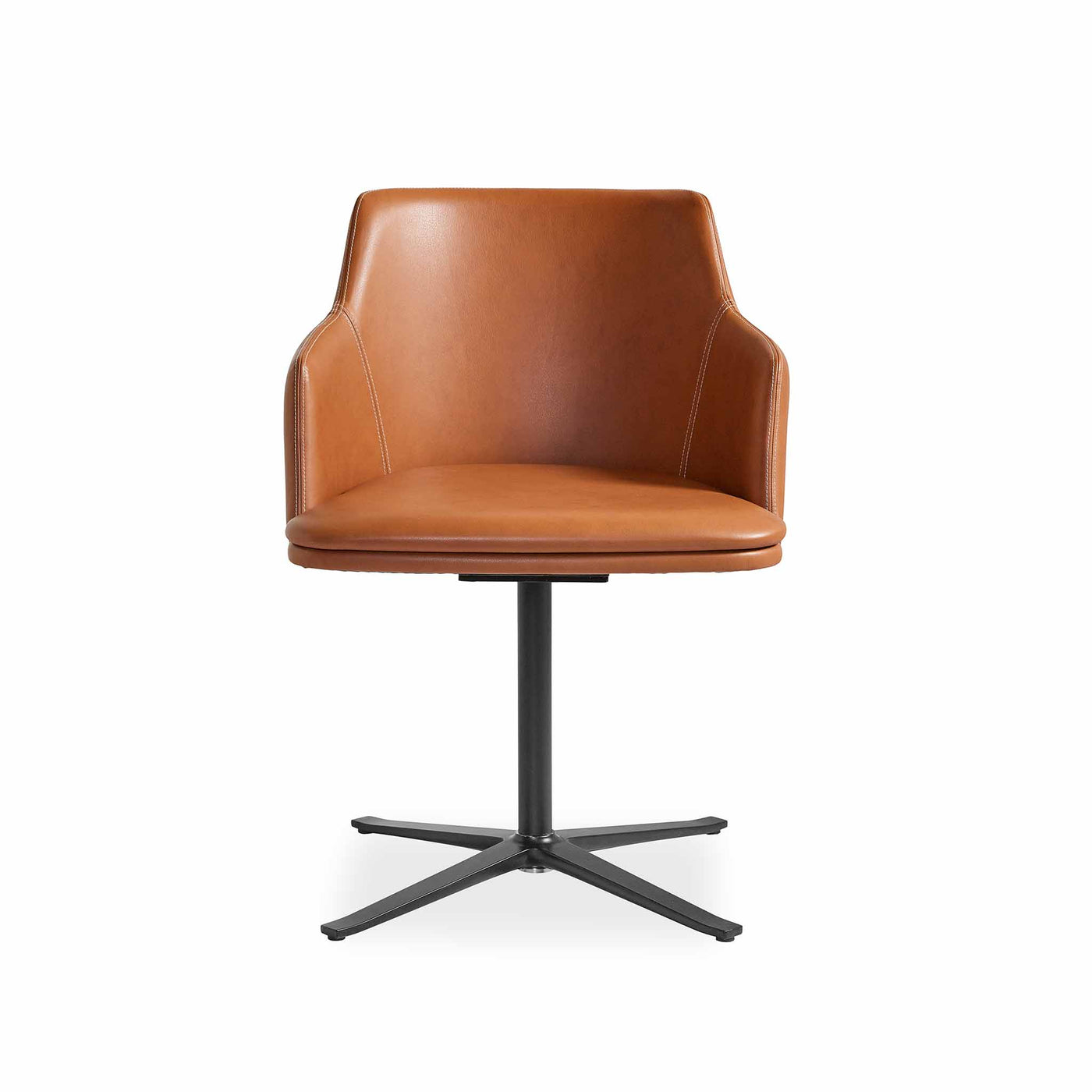 Skovby SM55 spisebordsstol i cognac læder og med sort aluminiums stel