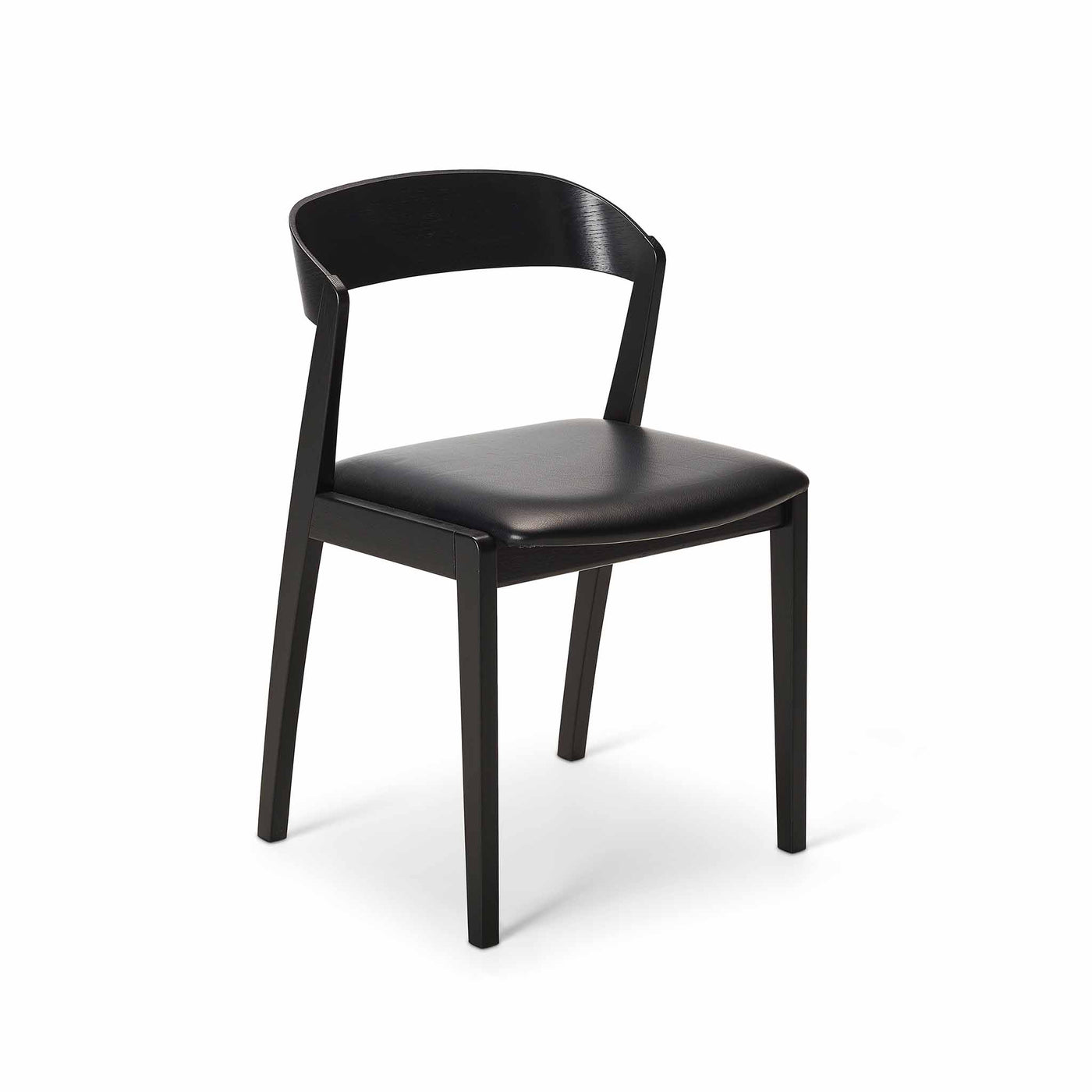 SM 825 spisebordsstol fra Skovby i sortbejdset eg med sort læder sæde 