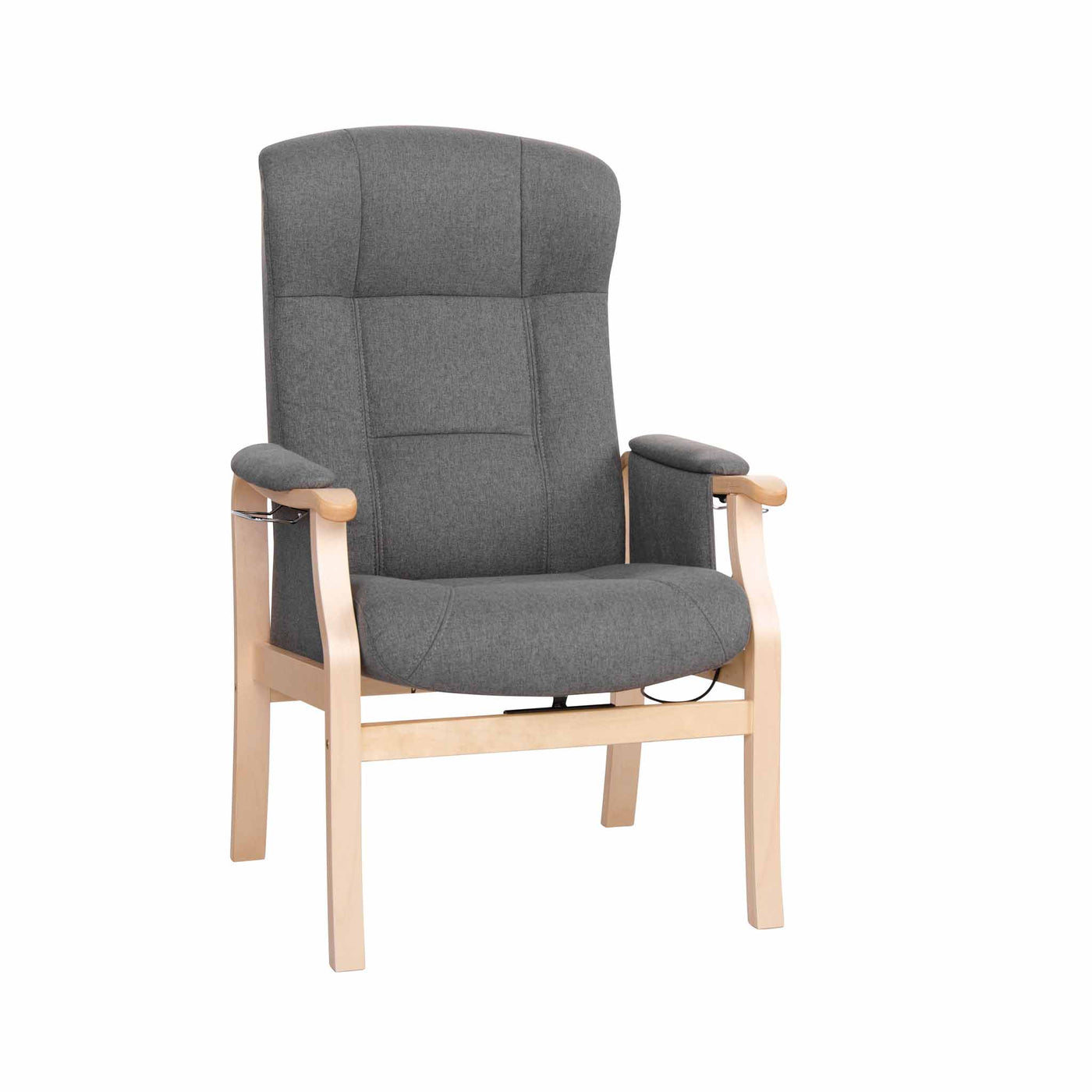 Sorø Plus Otium lænestol i grå stof med ben i naturlakeret eg fra Nordic-C