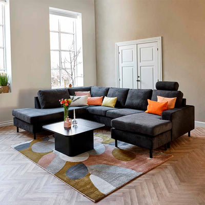 Sullivan sofabord med riller 60x60 cm i sortlakeret eg fra Rowico