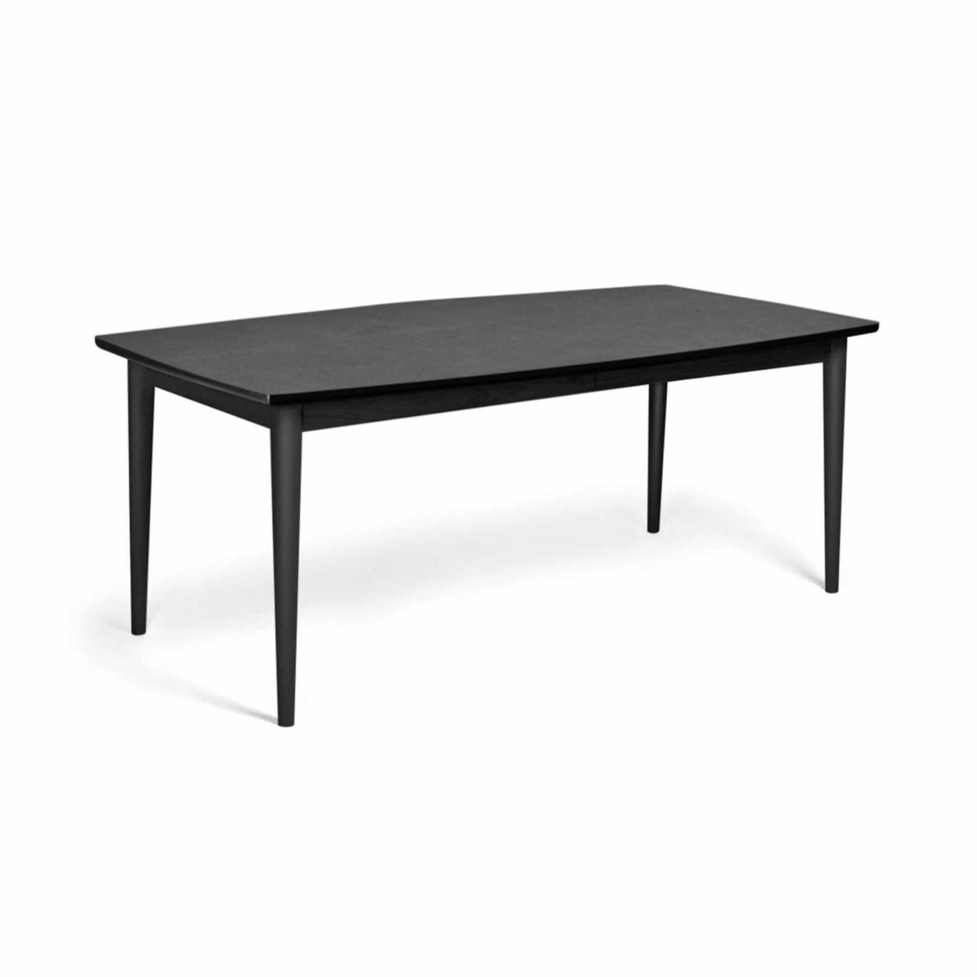 Svane Design bårdformet idyl spisebord med bordplade i stone look laminat og ben i sortbejdset bøg