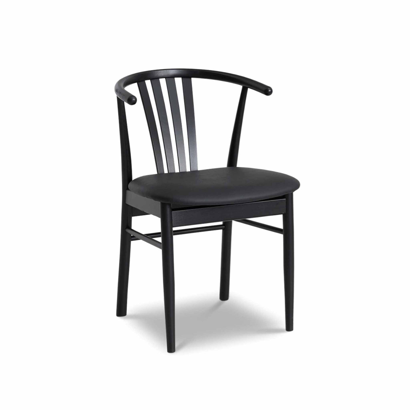 Svane Design Salon spisebordsstol i sortbejdset bøg med sort sæde i tekstillæder.