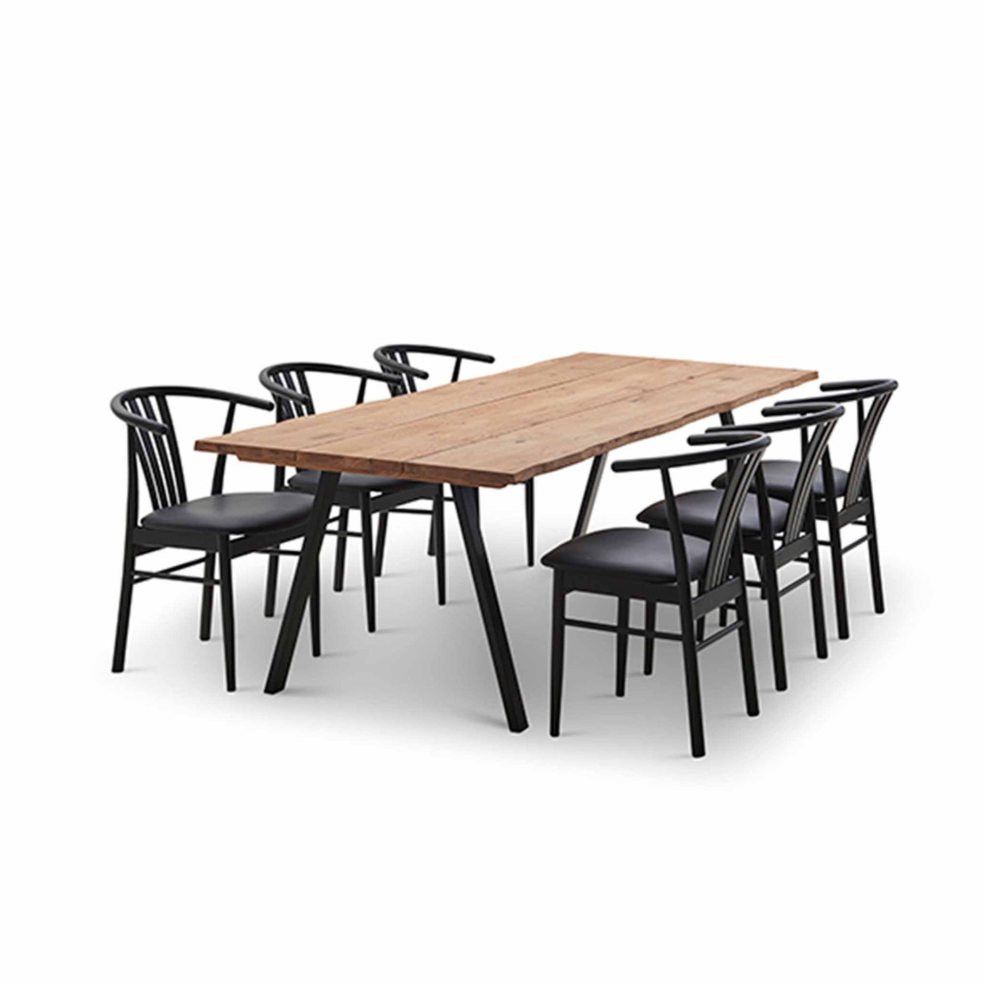 Svane Design spisebordssæt med Samsø plankebord og Salon spisebordsstole.