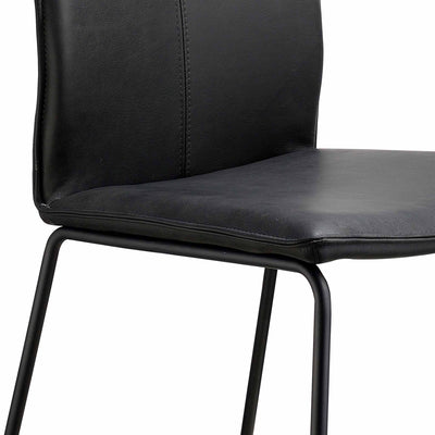 Sweetseat spisebordsstol i sort læder med sort pulverlakeret ben fra Casø Furniture