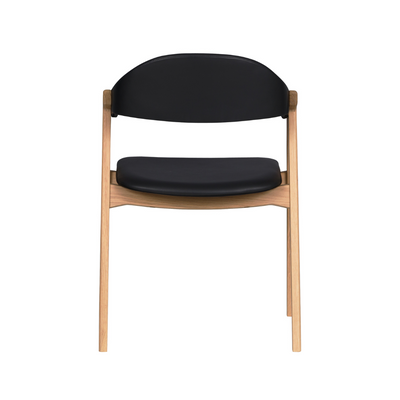 PBJ Designhouse Titan spisebordsstol i naturolieret eg med sort læder