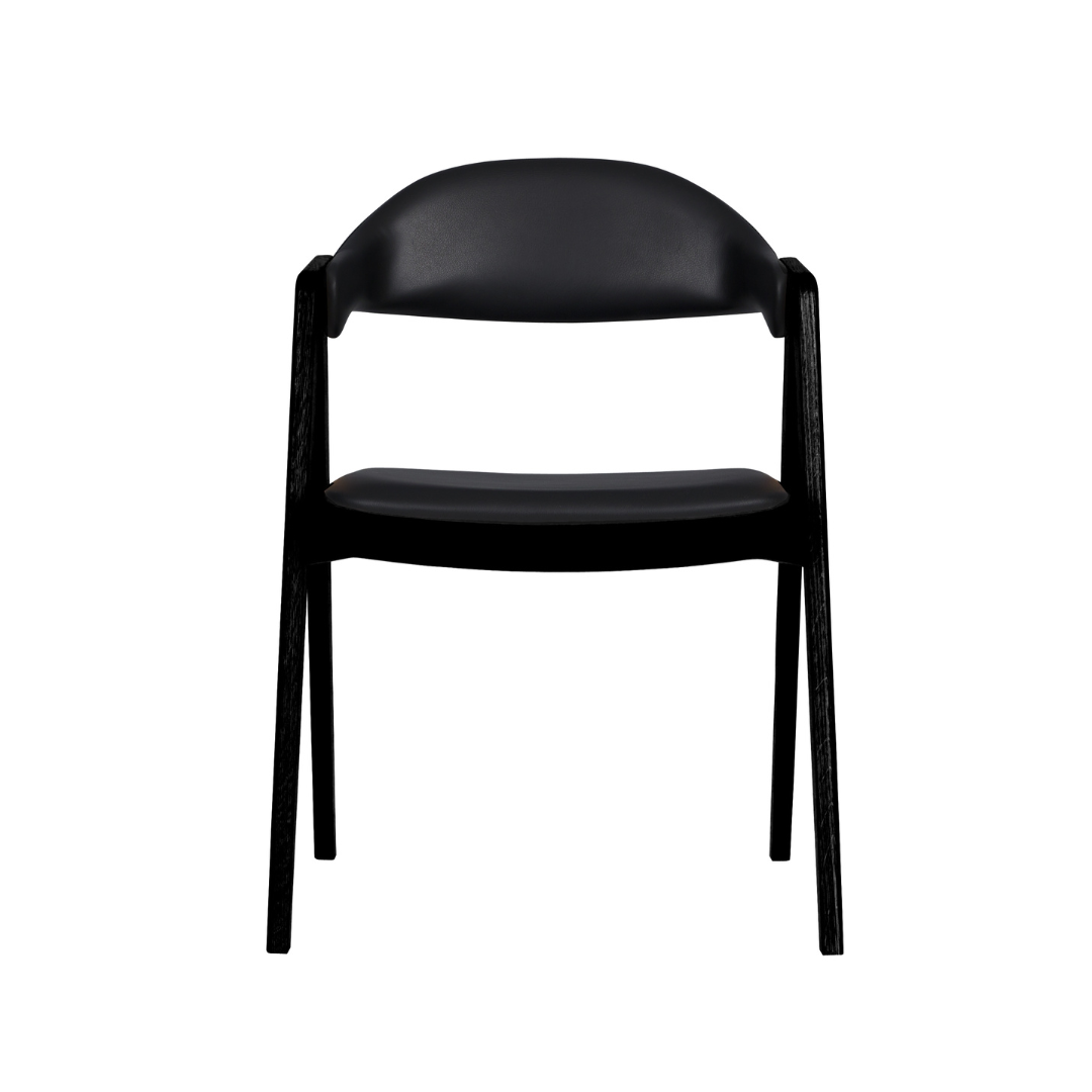 PBJ Designhouse Titan spisebordsstol i sortbejdset eg med sort læder.